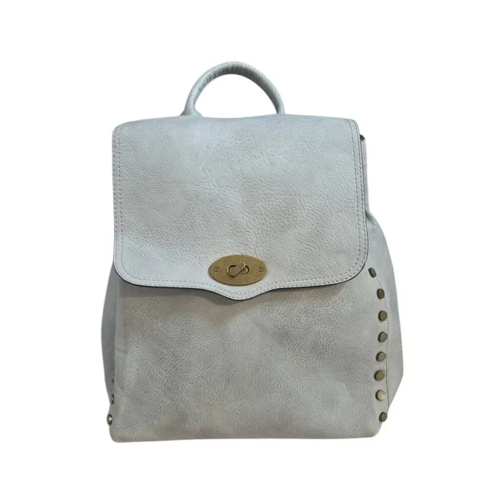 Jen & Co. Indigo Convertible Studded Backpack Purse Gray Boho